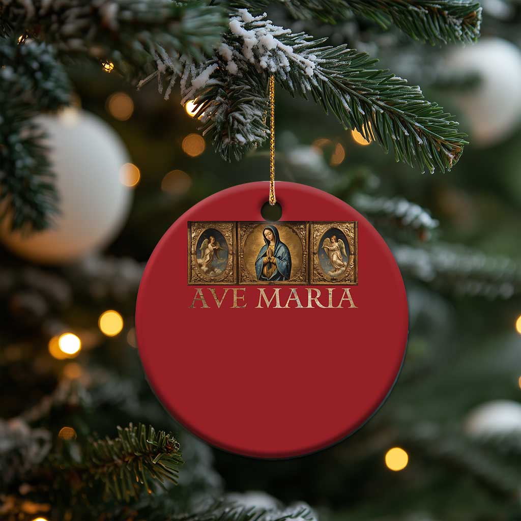 Marian Catholic Ave Maria Christmas Ornament Vintage Aesthetic Blessed Mother Mary Hail TS09 Print Your Wear