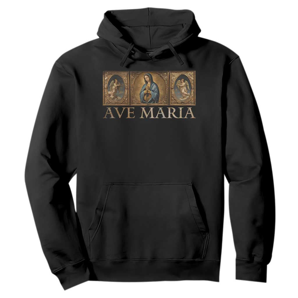 Marian Catholic Ave Maria Hoodie Vintage Aesthetic Blessed Mother Mary Hail TS09 Black Print Your Wear