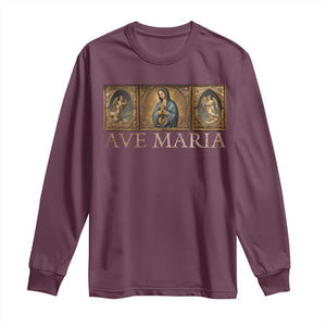 Marian Catholic Ave Maria Long Sleeve Shirt Vintage Aesthetic Blessed Mother Mary Hail TS09 Maroon Print Your Wear