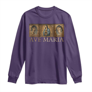 Marian Catholic Ave Maria Long Sleeve Shirt Vintage Aesthetic Blessed Mother Mary Hail TS09 Purple Print Your Wear