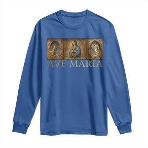 Marian Catholic Ave Maria Long Sleeve Shirt Vintage Aesthetic Blessed Mother Mary Hail TS09 Royal Blue Print Your Wear