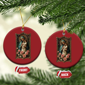 Marian Catholic Ave Maria Christmas Ornament Blessed Mother Mary Hail Vintage Aesthetic TS09 Circle Red Print Your Wear