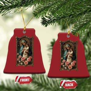 Marian Catholic Ave Maria Christmas Ornament Blessed Mother Mary Hail Vintage Aesthetic TS09 Bell Flake Red Print Your Wear