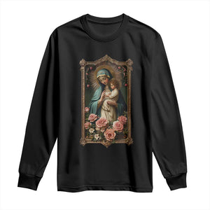 Marian Catholic Ave Maria Long Sleeve Shirt Blessed Mother Mary Hail Vintage Aesthetic TS09 Black Print Your Wear