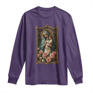 Marian Catholic Ave Maria Long Sleeve Shirt Blessed Mother Mary Hail Vintage Aesthetic TS09 Purple Print Your Wear