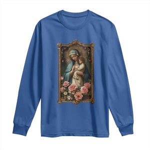 Marian Catholic Ave Maria Long Sleeve Shirt Blessed Mother Mary Hail Vintage Aesthetic TS09 Royal Blue Print Your Wear