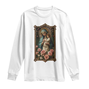 Marian Catholic Ave Maria Long Sleeve Shirt Blessed Mother Mary Hail Vintage Aesthetic TS09 White Print Your Wear