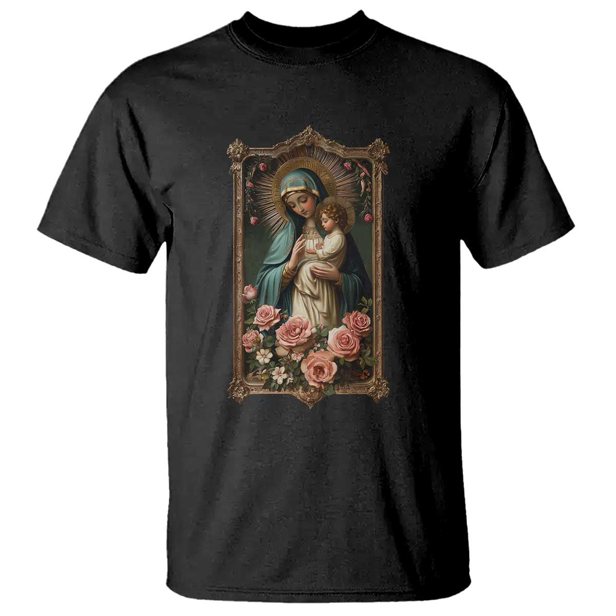 Marian Catholic Ave Maria T Shirt Blessed Mother Mary Hail Vintage Aesthetic TS09 Black Print Your Wear