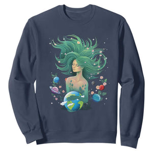 Earth Day Sweatshirt Mother Earth Gaia Goddess Of Nature Planet TS09 Navy Printyourwear