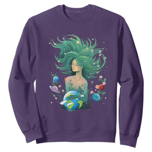 Earth Day Sweatshirt Mother Earth Gaia Goddess Of Nature Planet TS09 Purple Printyourwear