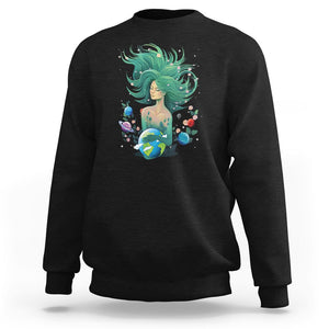 Earth Day Sweatshirt Mother Earth Gaia Goddess Of Nature Planet TS09 Black Printyourwear