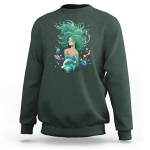 Earth Day Sweatshirt Mother Earth Gaia Goddess Of Nature Planet TS09 Dark Forest Green Printyourwear