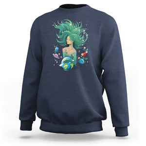 Earth Day Sweatshirt Mother Earth Gaia Goddess Of Nature Planet TS09 Navy Printyourwear