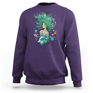 Earth Day Sweatshirt Mother Earth Gaia Goddess Of Nature Planet TS09 Purple Printyourwear