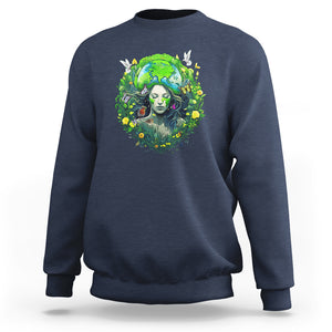Earth Day Sweatshirt Mother Earth Gaia Goddess Of Nature TS09 Navy Printyourwear
