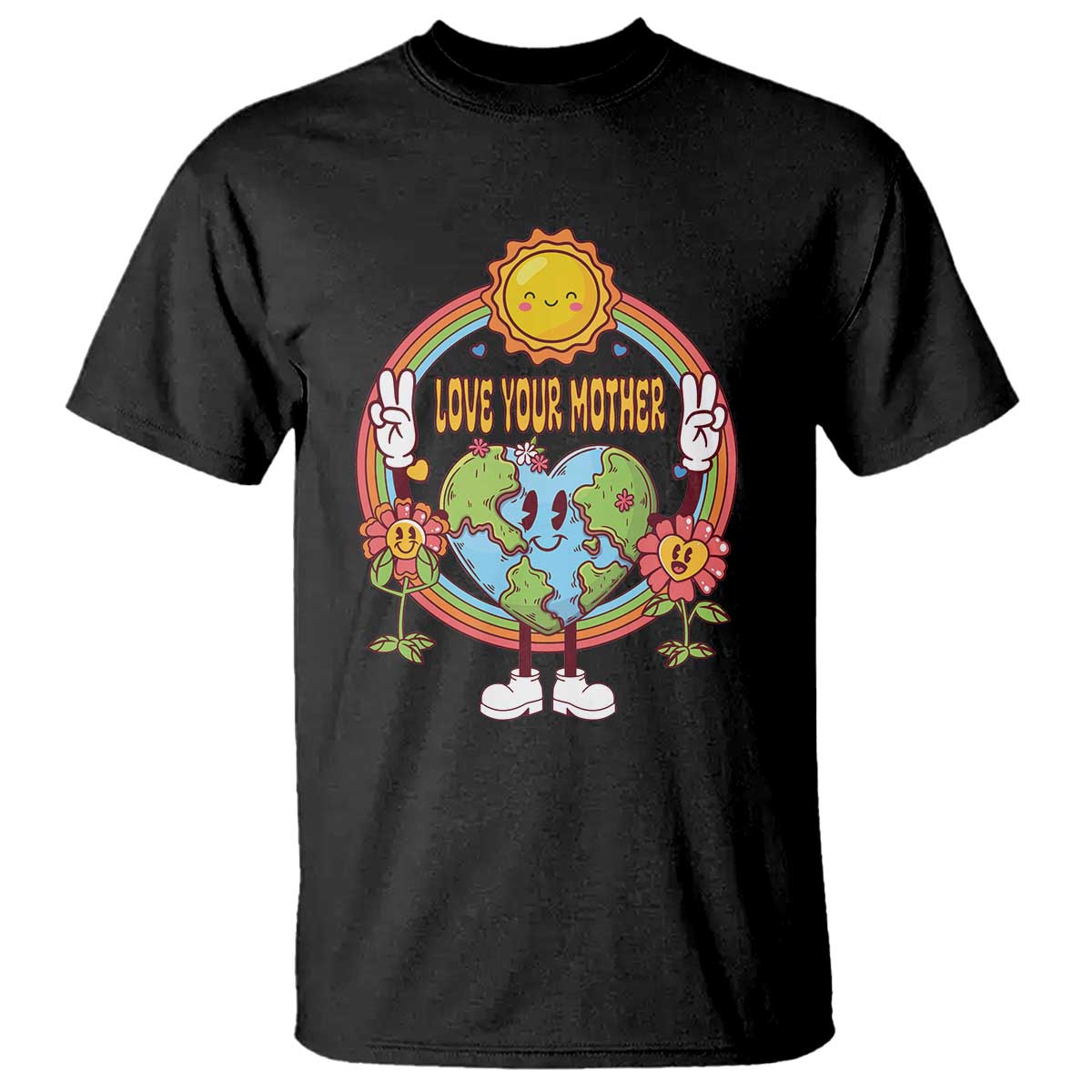 Earth Day T Shirt Love Your Mother Earth Retro TS09 Black Printyourwear