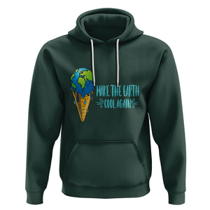 Earth Day Hoodie Make The Earth Cool Again Funny Melting Ice Cream TS09 Dark Forest Green Printyourwear