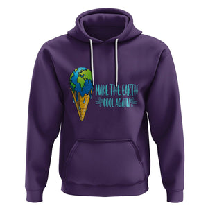 Earth Day Hoodie Make The Earth Cool Again Funny Melting Ice Cream TS09 Purple Printyourwear