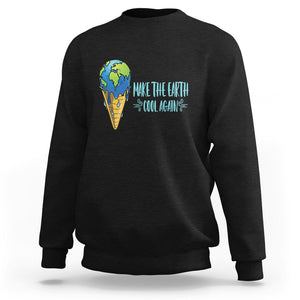 Earth Day Sweatshirt Make The Earth Cool Again Funny Melting Ice Cream TS09 Black Printyourwear