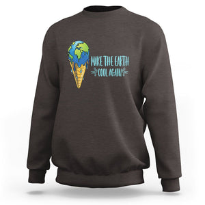 Earth Day Sweatshirt Make The Earth Cool Again Funny Melting Ice Cream TS09 Dark Chocolate Printyourwear