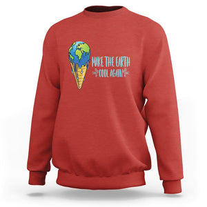 Earth Day Sweatshirt Make The Earth Cool Again Funny Melting Ice Cream TS09 Red Printyourwear