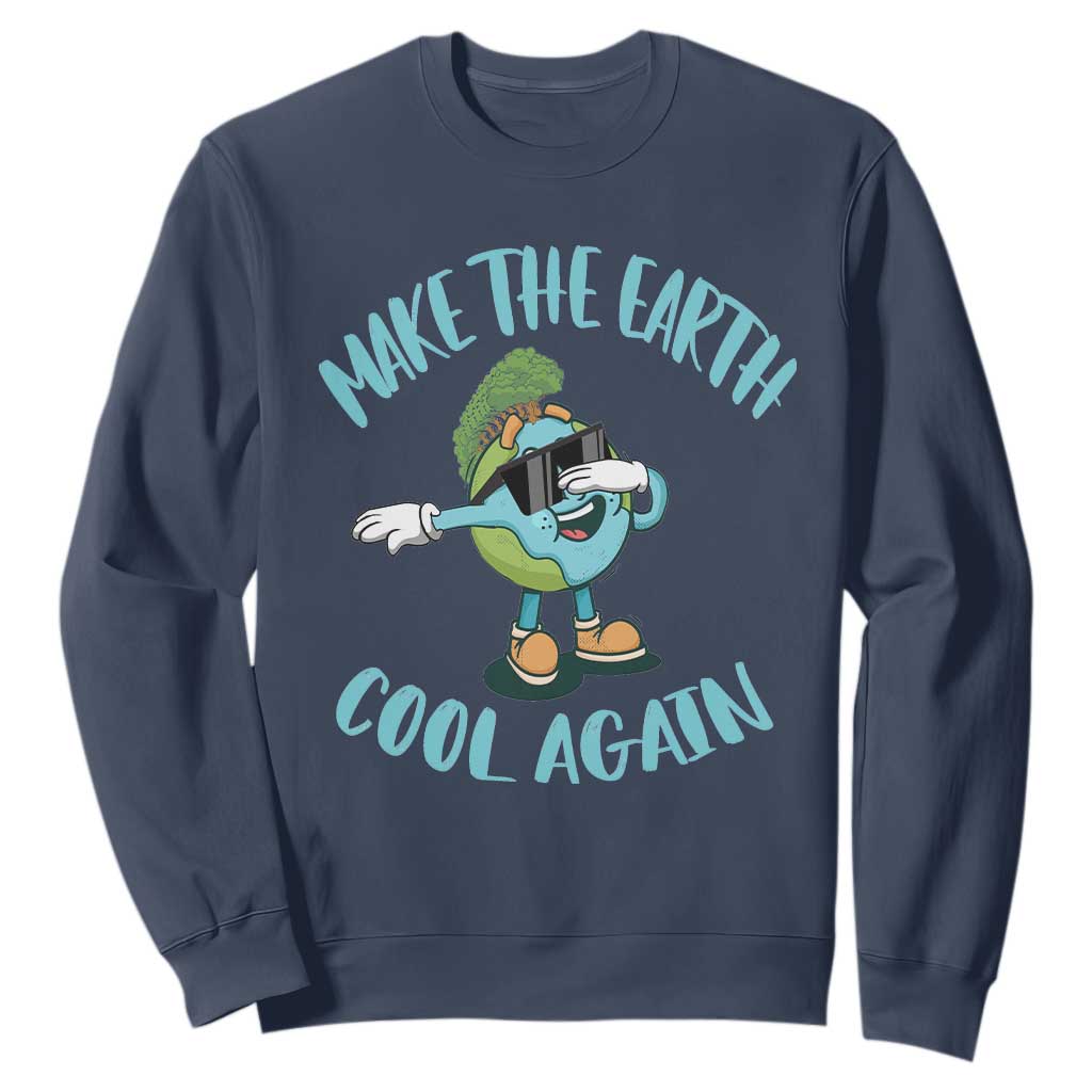 Earth Day Sweatshirt Make The Earth Cool Again Dabbing Kids Boys TS09 Navy Printyourwear