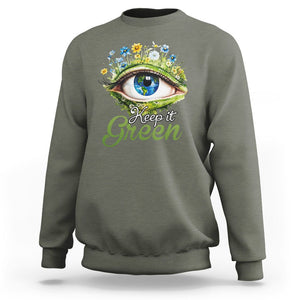 Earth Day Keep It Green Aesthetic Eye Sweatshirt TS09 Military Green Printyourwear