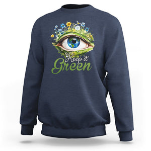 Earth Day Keep It Green Aesthetic Eye Sweatshirt TS09 Navy Printyourwear