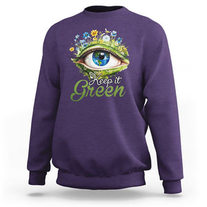 Earth Day Keep It Green Aesthetic Eye Sweatshirt TS09 Purple Printyourwear