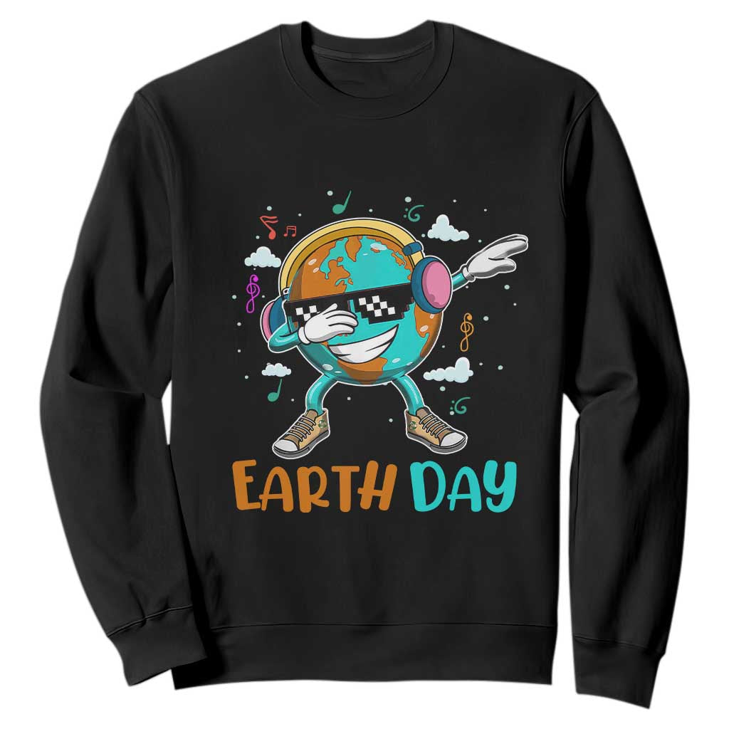 Earth Day Funny Cool Dabbing Planet Kids Boys Sweatshirt TS09 Black Printyourwear