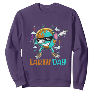 Earth Day Funny Cool Dabbing Planet Kids Boys Sweatshirt TS09 Purple Printyourwear