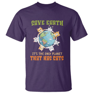 Earth Day Cat Lover T Shirt Save Earth It's The Only Planet That Has Cats TS09 Purple Printyourwear