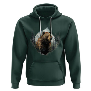 Nature Lover Hoodie Bear Wildlife Outdoor Mountains Forest Earth Day TS09 Dark Forest Green Printyourwear