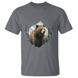 Nature Lover T Shirt Bear Wildlife Outdoor Mountains Forest Earth Day TS09 Charcoal Printyourwear