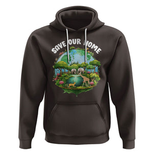 Earth Day Hoodie Save Our Home Animals Wildlife Nature Lover TS09 Dark Chocolate Printyourwear