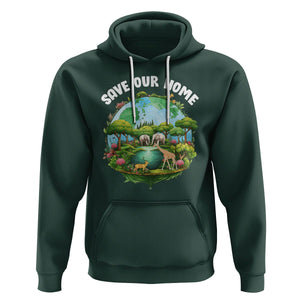 Earth Day Hoodie Save Our Home Animals Wildlife Nature Lover TS09 Dark Forest Green Printyourwear