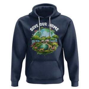 Earth Day Hoodie Save Our Home Animals Wildlife Nature Lover TS09 Navy Printyourwear