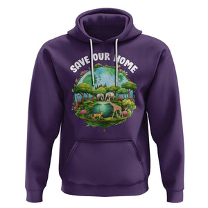 Earth Day Hoodie Save Our Home Animals Wildlife Nature Lover TS09 Purple Printyourwear