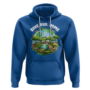 Earth Day Hoodie Save Our Home Animals Wildlife Nature Lover TS09 Royal Blue Printyourwear