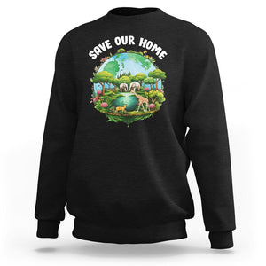 Earth Day Sweatshirt Save Our Home Animals Wildlife Nature Lover TS09 Black Printyourwear