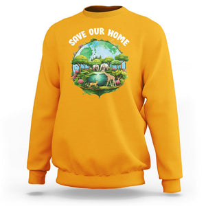 Earth Day Sweatshirt Save Our Home Animals Wildlife Nature Lover TS09 Gold Printyourwear