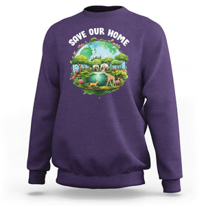 Earth Day Sweatshirt Save Our Home Animals Wildlife Nature Lover TS09 Purple Printyourwear