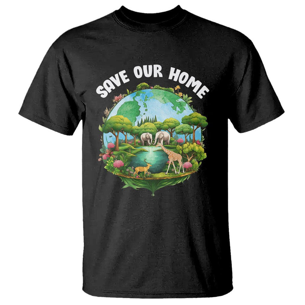 Earth Day T Shirt Save Our Home Animals Wildlife Nature Lover TS09 Black Printyourwear