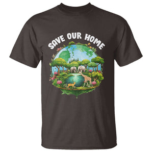 Earth Day T Shirt Save Our Home Animals Wildlife Nature Lover TS09 Dark Chocolate Printyourwear