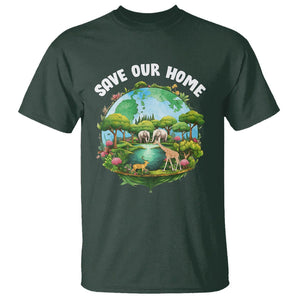 Earth Day T Shirt Save Our Home Animals Wildlife Nature Lover TS09 Dark Forest Green Printyourwear