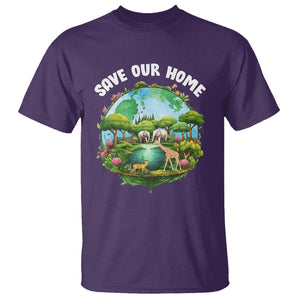 Earth Day T Shirt Save Our Home Animals Wildlife Nature Lover TS09 Purple Printyourwear