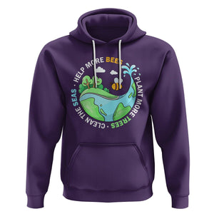 Earth Day Hoodie Help More Bees Plant More Trees Clean The Seas TS09 Purple Printyourwear