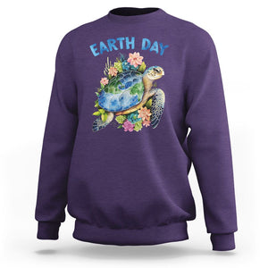 Earth Day Sweatshirt Sea Turtle Save Our Ocean TS09 Purple Printyourwear