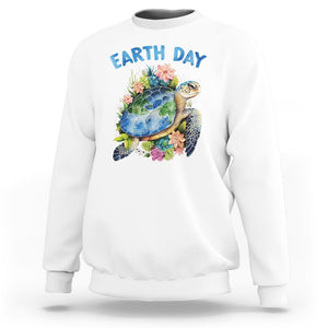 Earth Day Sweatshirt Sea Turtle Save Our Ocean TS09 White Printyourwear