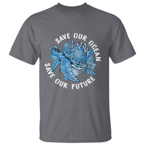 Earth Day T Shirt Save Our Oceans Save Our Future Sea Turtle TS09 Charcoal Printyourwear